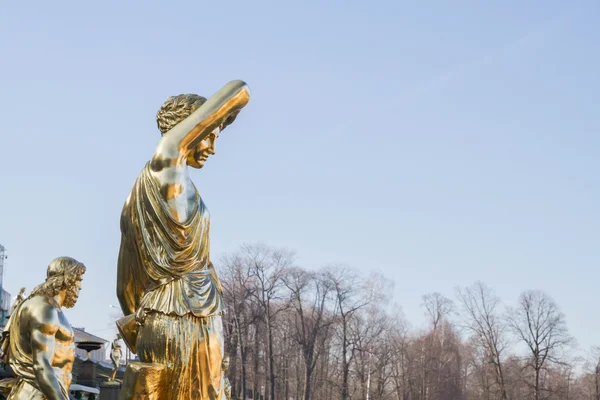 Die goldene Skulptur im Park der Brunnen in der Stadt der Haustiere — Stockfoto