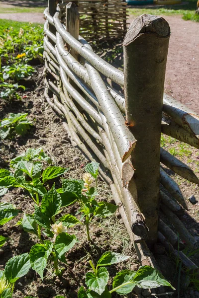 A makeshift fence of twigs and sticks — Stock Photo, Image