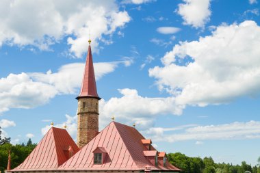 Tarikat Palace Gatchina siyah göl kıyısında.