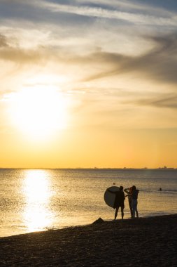 Sahilde gün batımında Photoshoot