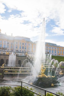 Peterhof Parkı çeşmeler sonbaharda