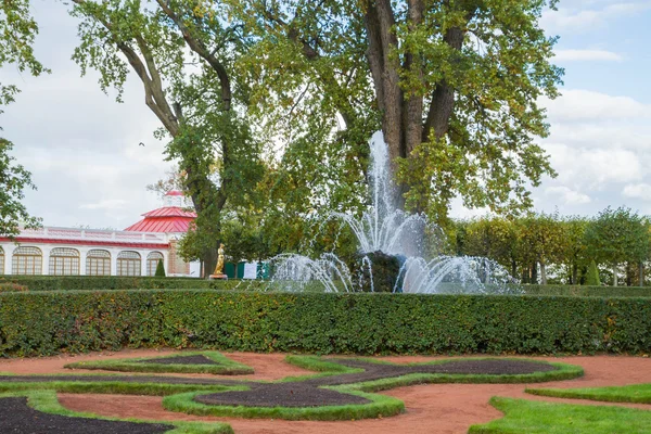 Composição de outono de legumes na fonte no parque de — Fotografia de Stock