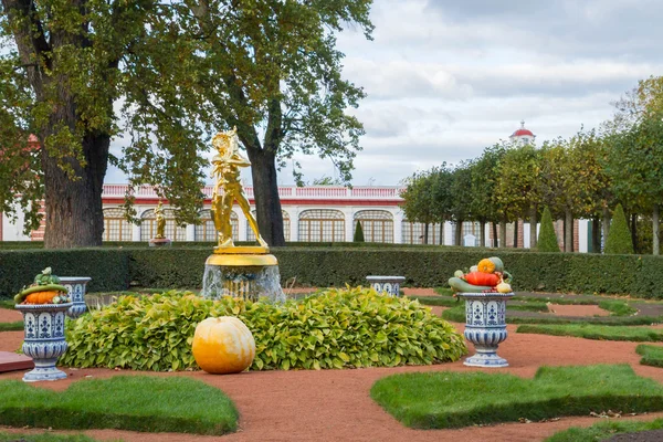 Composición de otoño de verduras en la fuente en el parque de —  Fotos de Stock