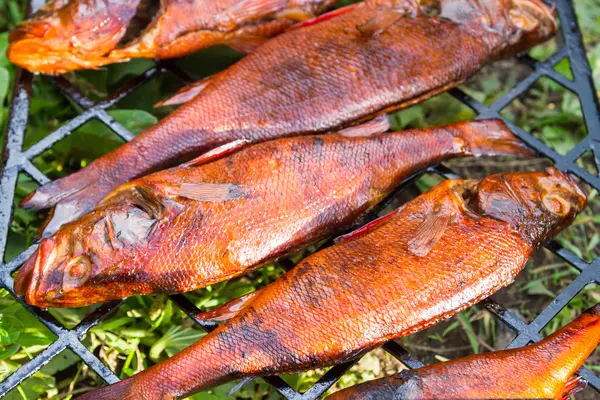 Варена гаряча копчена свіжа риба — стокове фото