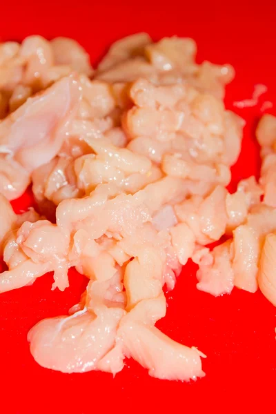 Sliced raw pieces of chicken for the filling Stock Picture