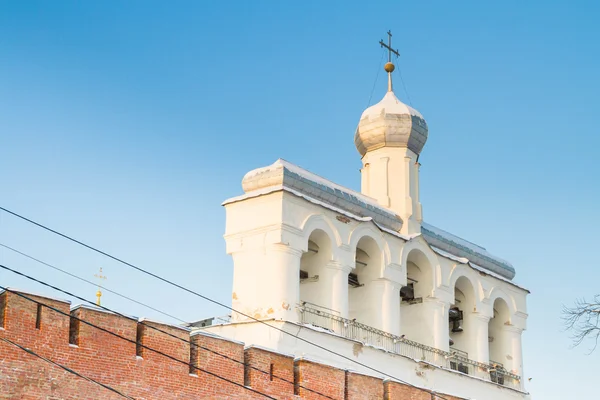 The territory of the Novgorod Kremlin in winter — Stock Photo, Image