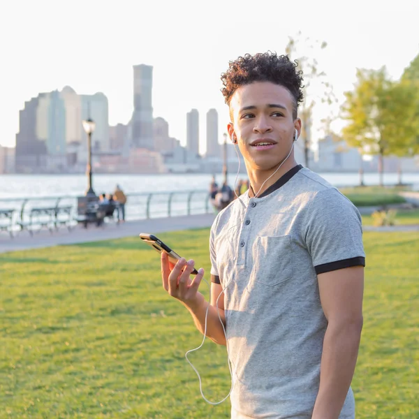 Young hispanic boy on the phone — Stock Photo, Image