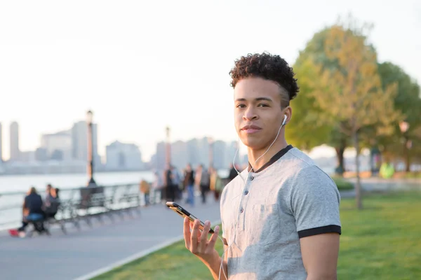 Young hispanic boy on the phone — Stock Photo, Image