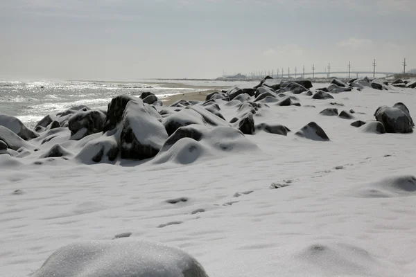 Spiaggia innevata — Foto Stock