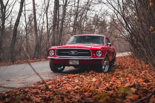 Kiev Oekraïne November 2019 Klassieke Amerikaanse Spier Auto Ford Mustang — Stockfoto