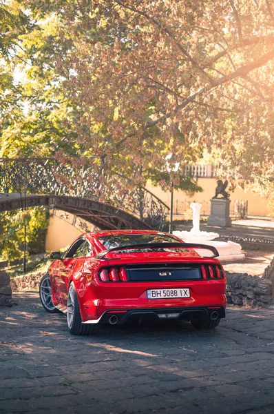 Odessa Ukrayna Ağustos 2020 Güçlü Amerikan Kaslı Arabası Ford Mustang — Stok fotoğraf