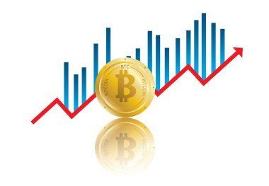 Arka planda Bitcoin Altın Grafik vektör çizimi