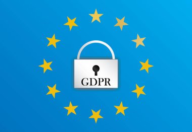 Arkaplanda mikroçip GDPR Circuit Board vektör çizimi
