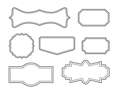 Şeffaf arkaplanda izole edilmiş dekoratif vintage çerçevelerin yaratıcı vektör illüstrasyon seti. Vektör illüstrasyonu