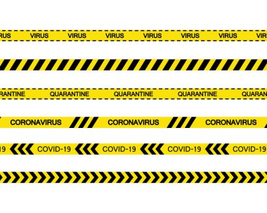 Coronavirus and Covid-19 and quarantine stripes. Warning stripes. Danger zone. Isolated on background Vector illustration