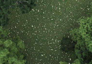 Gri arkaplanda orman manzarası izole edilmiş. 3d görüntüleme - illüstrasyon