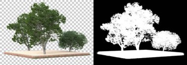 Arka planda maskeyle izole edilmiş vahşi orman. 3d görüntüleme - illüstrasyon