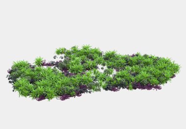 Gri arka planda izole edilmiş çimen adası. 3d görüntüleme - illüstrasyon