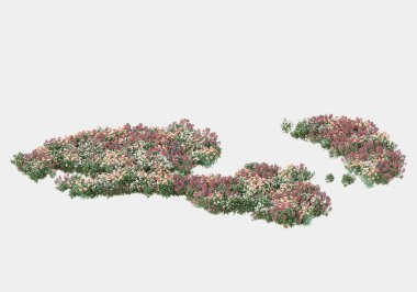 Gri arka planda izole edilmiş çimen adası. 3d görüntüleme - illüstrasyon