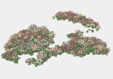 Gri arka planda izole edilmiş çimen adası. 3d görüntüleme - illüstrasyon