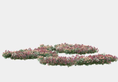 Gri arka planda izole edilmiş çimen adası. 3d görüntüleme - illüstrasyon