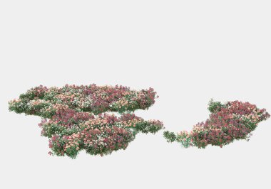 Gri arka planda izole edilmiş çimen adası. 3d görüntüleme - illüstrasyon