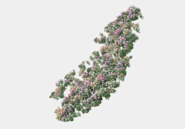 Gri arka planda izole edilmiş çimen adası. 3d görüntüleme - illüstrasyon