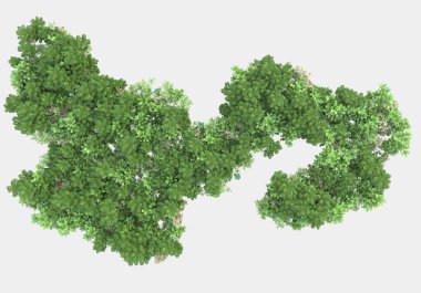 Gri arka planda izole edilmiş çimen adası. 3d görüntüleme - illüstrasyon