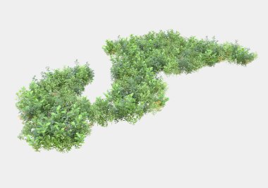 Gri arka planda izole edilmiş çimen adası. 3d görüntüleme - illüstrasyon