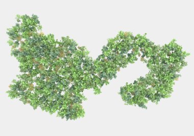 Gri arka planda izole edilmiş çimen adası. 3d görüntüleme - illüstrasyon