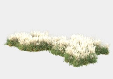 Gri arka planda izole edilmiş çimen adası. 3d görüntüleme - illüstrasyon