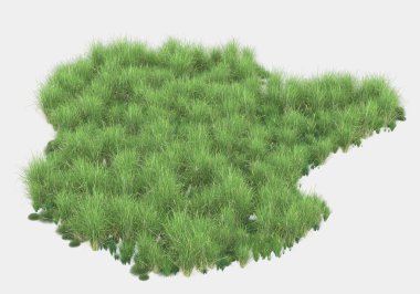 Gri arka planda çiçekli çimen tarlası. 3d görüntüleme - illüstrasyon