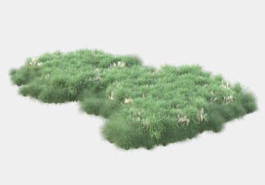 Gri arka planda izole edilmiş yabani ot ve çim. 3d görüntüleme - illüstrasyon