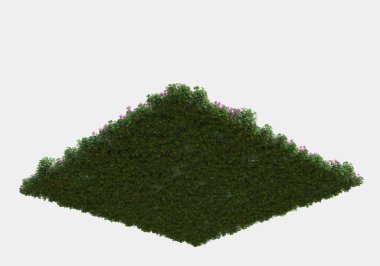 Gri arka planda çiçekli yabani otlar. 3d görüntüleme - illüstrasyon