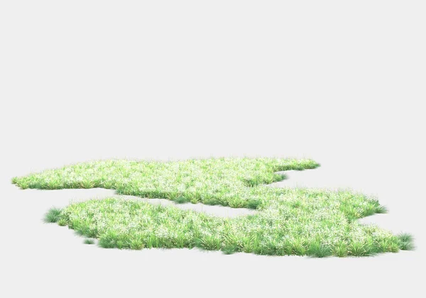 Insel Aus Gras Isoliert Auf Grauem Hintergrund Darstellung Illustration — Stockfoto