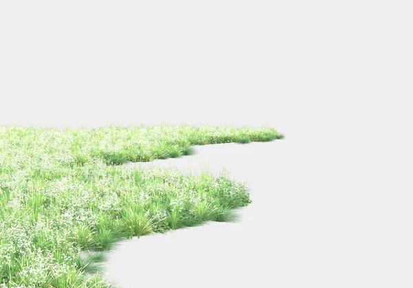 Eiland Van Gras Geïsoleerd Grijze Achtergrond Weergave Illustratie — Stockfoto