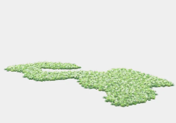 Eiland Van Gras Geïsoleerd Grijze Achtergrond Weergave Illustratie — Stockfoto
