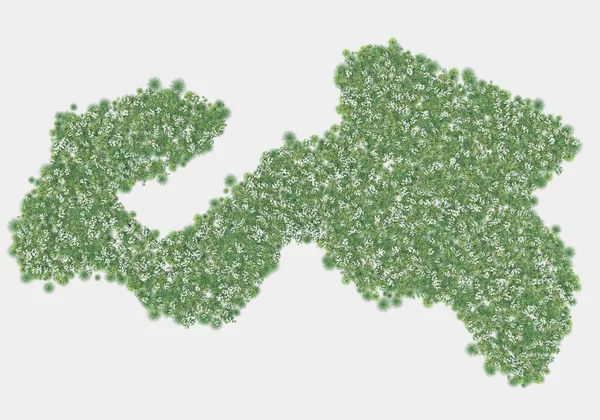 灰色の背景に隔離された草の島 3Dレンダリング イラスト — ストック写真
