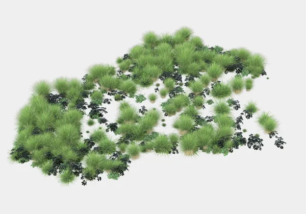 被灰色背景隔开的草岛 3D渲染 — 图库照片