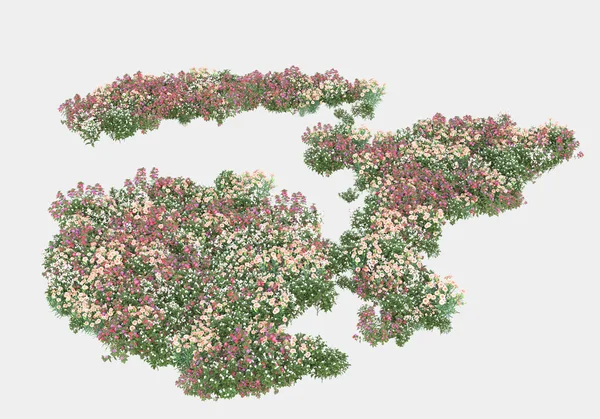 Gri arka planda izole edilmiş çimen adası. 3d görüntüleme - illüstrasyon