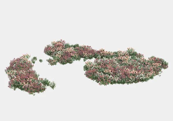 Gri arka planda izole edilmiş çimen adası. 3d görüntüleme - illüstrasyon