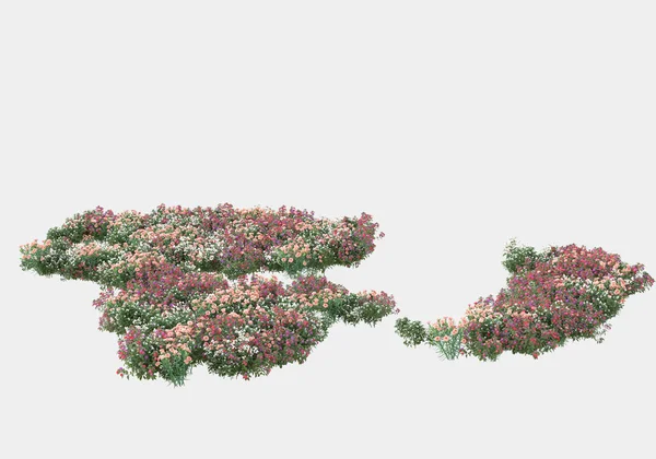 Gri arka planda izole edilmiş çimen adası. 3d görüntüleme - illüstrasyon