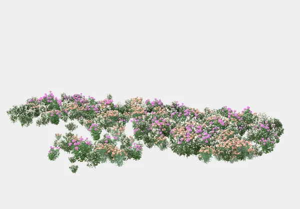 Gri arka planda izole edilmiş çimen adası. 3d görüntüleme - illüstrasyon