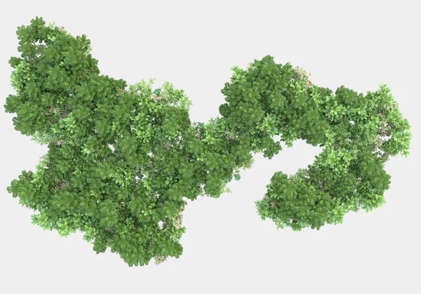 Gri arka planda izole edilmiş çimen adası. 3d görüntüleme - illüstrasyon