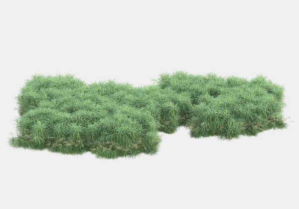灰色の背景に隔離された草の島 3Dレンダリング イラスト — ストック写真