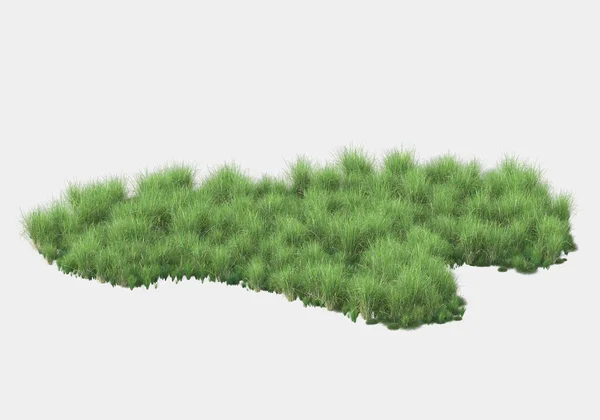 Gri arka planda çiçekli çimen tarlası. 3d görüntüleme - illüstrasyon