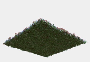 Gri arka planda yalnız kalmış çiçekli yabani çalılar. 3d görüntüleme - illüstrasyon