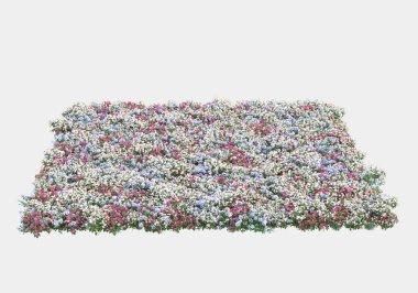 Gri arka planda yalnız kalmış çiçekli yabani çalılar. 3d görüntüleme - illüstrasyon