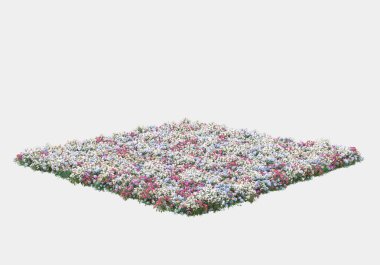 Gri arka planda yalnız kalmış çiçekli yabani çalılar. 3d görüntüleme - illüstrasyon