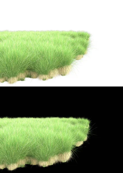 マスクで背景に隔離された草の山 3Dレンダリング イラスト — ストック写真